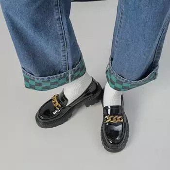 Весна/лето Новые маленькие кожаные туфли Lok Fu Shoes Кожаные Jk Студенты Джокер Женские ретро в британском стиле;Туфли на толстом каблуке. 34