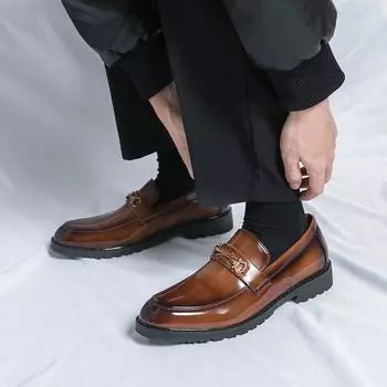 Весна/лето Новые мягкие кожаные мужские туфли, корейский выпуск, One Step Business Casual Breathable Men Shoes 38