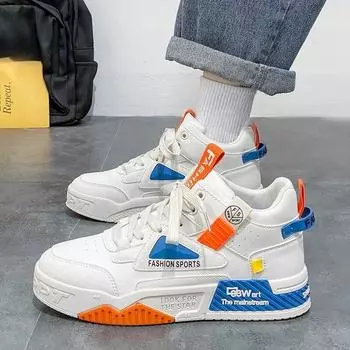 Весна-лето, новые мужские дышащие высокие кроссовки, универсальные, маленькие, белые, на толстой подошве, повседневные кроссовки для сёрфинга 39 чёрный