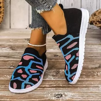 Весна/лето Новые туфли больших размеров Камуфляжные летающие тканые женские туфли Дышащие Легкие повседневные мокасины в спортивном стиле 36 синий