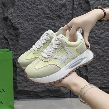 Весна-лето Новые женские кроссовки Web Red Дышащие спортивные туфли Повседневные цветные блоки Толстая подошва Одиночные студенческие 35