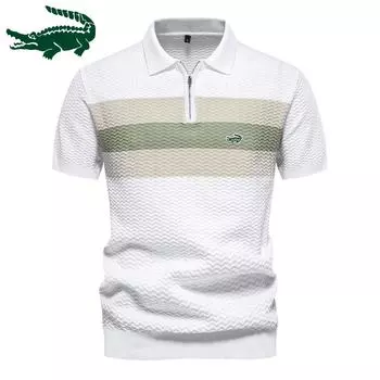 Весна/Лето, новый европейский размер, мужская шерстяная футболка-поло, трикотаж, полосатый воротник-поло, топ с короткими рукавами, мужская повседневная футболка с вышивкой S