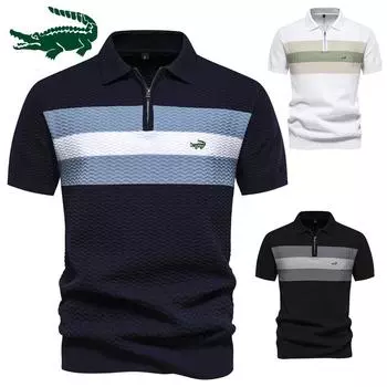 Весна/Лето, новый европейский размер, мужская шерстяная футболка-поло, трикотаж, полосатый воротник-поло, топ с короткими рукавами, мужская повседневная футболка с вышивкой S