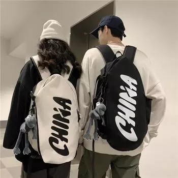 Весна Лето Новый унисекс рюкзак мода письмо Китайский университет учащихся средних школ досуг школьный рюкзак большой емкости ежедневный спорт на открытом воздухе рюкзак белый