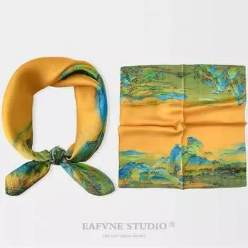 Весна/лето Новый женский шелковый шарф 70 * 70 см Имитация шелкового твила квадратный шарф Модный принт большой квадратный шарф профессиональный шарф 70-70cm