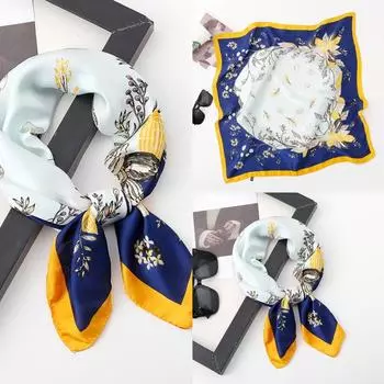 Весна/лето Новый женский шелковый шарф 70 * 70 см Имитация шелкового твила квадратный шарф Модный принт большой квадратный шарф профессиональный шарф 70*70