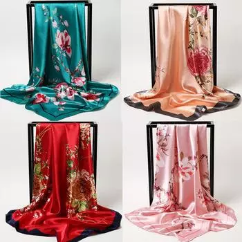 Весна/лето Новый женский шелковый шарф 90 * 90 см Имитация шелкового твила квадратный шарф Модный принт большой квадратный шарф профессиональный шарф 90*90cm