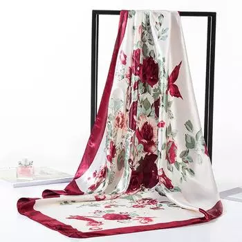 Весна/лето Новый женский шелковый шарф 90 * 90 см Имитация шелкового твила квадратный шарф Модный принт большой квадратный шарф профессиональный шарф 90*90cm зелёный