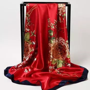 Весна/лето Новый женский шелковый шарф 90 * 90 см Имитация шелкового твила квадратный шарф Модный принт большой квадратный шарф профессиональный шарф 90*90cm