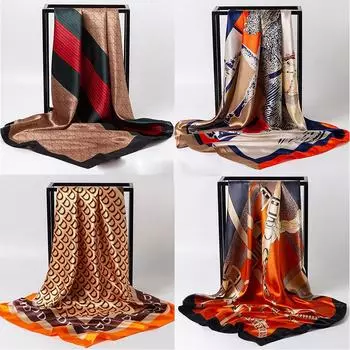 Весна/лето Новый женский шелковый шарф 90 * 90 см Имитация шелкового твила квадратный шарф Модный принт большой квадратный шарф профессиональный шарф 90*90cm