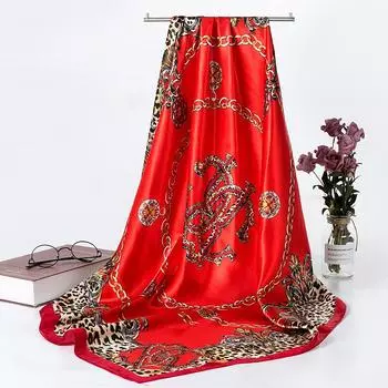 Весна/лето Новый женский шелковый шарф 90 * 90 см Имитация шелкового твила квадратный шарф Модный принт большой квадратный шарф профессиональный шарф 90*90cm