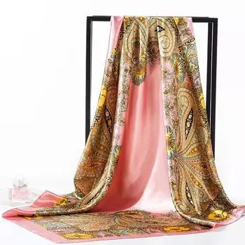 Весна/лето Новый женский шелковый шарф 90 * 90 см Имитация шелкового твила квадратный шарф Модный принт большой квадратный шарф профессиональный шарф 90*90cm