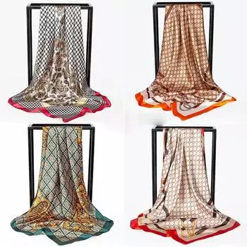 Весна/лето Новый женский шелковый шарф 90 * 90 см Имитация шелкового твила квадратный шарф Модный принт большой квадратный шарф профессиональный шарф 90*90cm