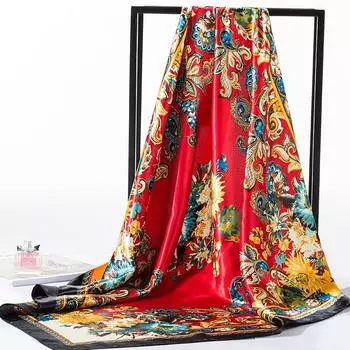 Весна/лето Новый женский шелковый шарф 90 * 90 см Имитация шелкового твила квадратный шарф Модный принт большой квадратный шарф профессиональный шарф 90*90cm