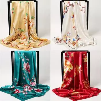 Весна/лето Новый женский шелковый шарф 90 * 90 см Имитация шелкового твила квадратный шарф Модный принт большой квадратный шарф профессиональный шарф 90*90cm