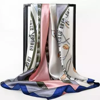 Весна/лето Новый женский шелковый шарф 90 * 90 см Имитация шелкового твила квадратный шарф Модный принт большой квадратный шарф профессиональный шарф 90-90cm