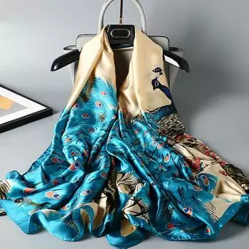 Весна/лето Новый женский шелковый шарф 90 * 180 см Имитация шелкового твила квадратный шарф Модный принт большой квадратный шарф профессиональный шарф 90*180cm