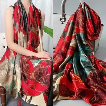 Весна/лето Новый женский шелковый шарф 90 * 180 см Имитация шелкового твила квадратный шарф Модный принт большой квадратный шарф профессиональный шарф 90*180cm