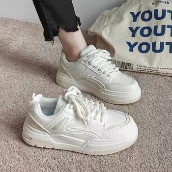 Весна/Лето/Осень Маленькие белые туфли на толстой подошве, популярные и универсальные, уникальные и стильные студенческие туфли для занятий в колледже 35