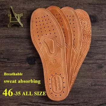 Весна/Лето/Осень Натуральная Кожа Стельки Пот Впитывающие Не Запах Дышащие Свиные Кожаные Подушечки Для Обуви Мужские/Женские Спортивные Подушечки Для Обуви 36 коричневый
