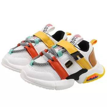 Весна, лето, осень, новые модные сетчатые дышащие спортивные кроссовки для отдыха для девочек, обувь для мальчиков, брендовая детская обувь 21 чёрный