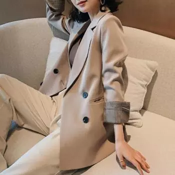 Весна, лето, осень, шикарный пиджак, пиджак для женщин, корейский, британский, тонкий пиджак, костюмы, женские элегантные модные пальто M чёрный