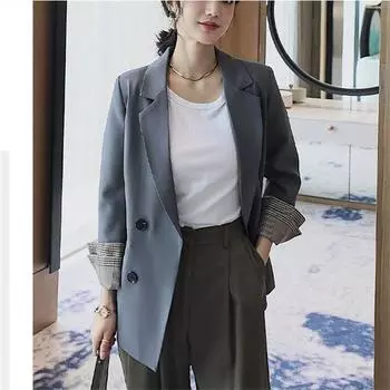 Весна, лето, осень, шикарный пиджак, пиджак для женщин, корейский, британский, тонкий пиджак, костюмы, женские элегантные модные пальто M чёрный