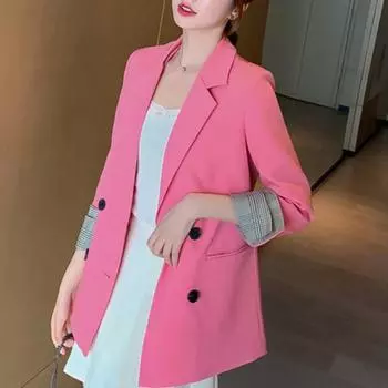 Весна, лето, осень, шикарный пиджак, пиджак для женщин, корейский, британский, тонкий пиджак, костюмы, женские элегантные модные пальто M чёрный