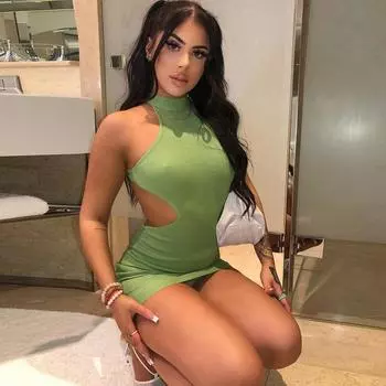 Весна/лето осень/зима женское новое женское новое платье с высоким воротником и вырезом на груди, сумка со средней талией и открытой спиной, сексуальное платье на бедрах S оранжевый