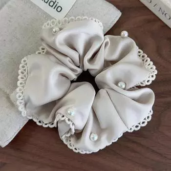 Весна/лето Полые Кружевные Атласные Жемчужные Резинки для Волос Повязки на Голову для Женщин Девушек Мода Нежные Милые Веревки для Волос Ретро Аксессуары для Волос