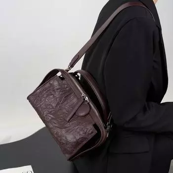 Весна/лето Роскошная Бостонская Сумка Легкая Роскошная Верхняя Слойная Плиссированная Кожаная Сумка Для Женщин Ручка Принт Подушка Сумка чёрный