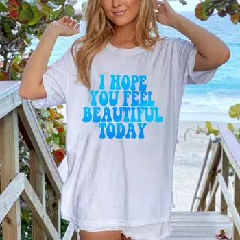 Весна-лето с надписью I HOPE YOU FEEL Pattern Printed Womens Loose Casual Round Neck Pure Cotton Short Sleeves Football Womens S чёрный