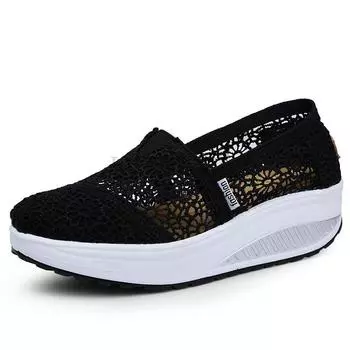 Весна-лето Сетчатые женские сандалии Кружева Shake Shoes Мелкий носок Удобная плоская подошва Обувь для туризма и отдыха на открытом воздухе 35