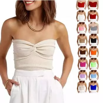 Весна-лето сексуальный тонкий жилет без бретелек однотонный вязаный жилет S белый