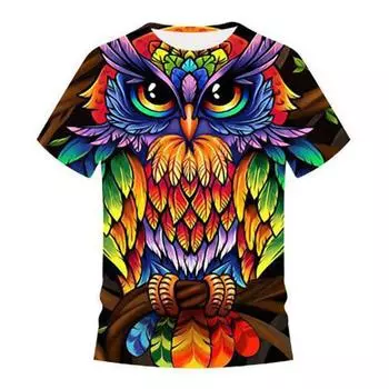 Весна-лето, свободная мужская одежда больших размеров, футболка с 3D принтом животных, футболки с героями мультфильмов, топ с короткими рукавами и круглым вырезом, дышащие мужские футболки S