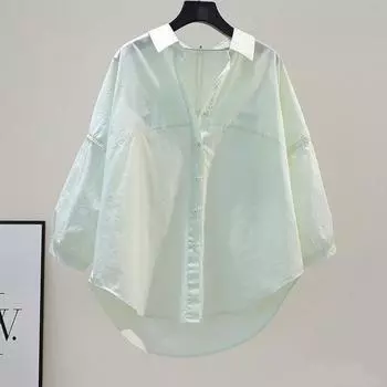 Весна-лето, свободная офисная рубашка с длинными рукавами, женская модная блузка с лацканами больших размеров, элегантная повседневная женская нестандартная блузка, простые топы 3726 S белый