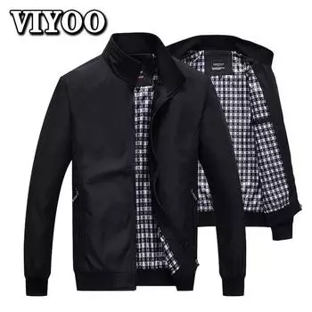 Весна-Лето Тонкая Ветровка Негабаритных Мужская Модная Куртка Бейсбольная Униформа с Воротником-стойкой Решетка Повседневная Пальто Свободная Тонкая Одежда Летная Куртка Для Мужчин M зелёный