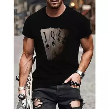 Весна Лето Топы Мужская Одежда Больших Размеров Черно-Белые Футболки С 3D-Принтом Животных Футболки С Коротким Рукавом и О-Образным Вырезом Дышащие Мужские Рубашки XS чёрный