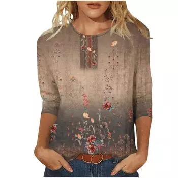 Весна Лето Трендовый Принтованный Пуловер Модная Футболка для Женщин Рубашка S