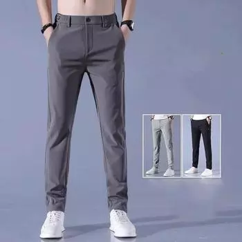 Весна-лето ультратонкие мужские эластичные узкие прямые повседневные брюки высокого качества модные дышащие спортивные брюки для гольфа 38 чёрный