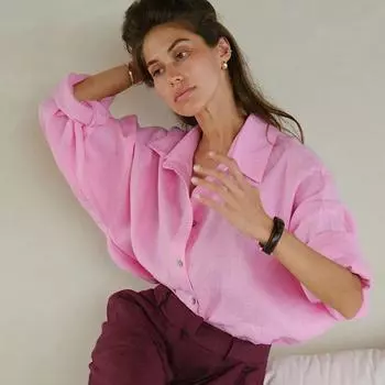 Весна Лето Универсальная Ленивая Повседневная Рубашка Женская Модная Однотонная Свободная Рубашка Кардиган Рубашка L белый