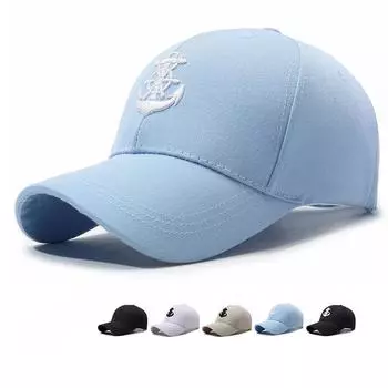 Весна Лето Защита от солнца Шляпа от солнца для мужчин и женщин Пара Вышитая лодка Якорь Студенческая спортивная шляпа чёрный/белый