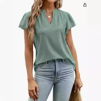 Весна-лето Жаккардовый V-образный вырез с короткими рукавами и принтом листьев лотоса для женщин S белый