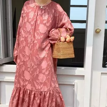 Весна Лето Женщин Повседневный Свободный Белый Платье Женский Пуловер Платье Оборки Шикарные Дамы Женщин Шифон Принт Длинные Платья One Size чёрный