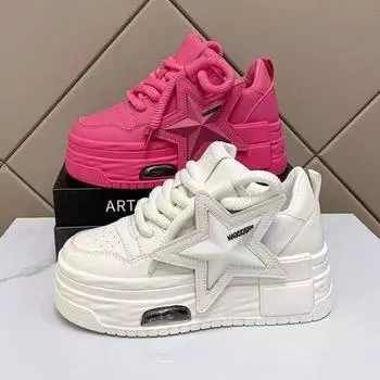 Весна-лето Женская обувь Star Dopamine Bread 2025 Новые туфли с толстой подошвой и увеличенным каблуком 36 розовый