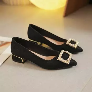 Весна-лето, женская обувь высокого качества, украшенная жемчугом, элегантная однотонная женская обувь с острым носком, Zapatos Para Mujeres 32