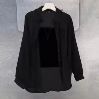 Весна-лето Женская рубашка больших размеров, тонкая, универсальная, дышащая, легкая, солнцезащитная верхняя одежда для головы 4XL