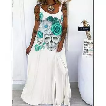 Весна-лето Женские панк-череп с принтом, свободные, плюс шнуровка, повседневные платья S розовый