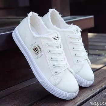 Весна-лето Женские парусиновые кроссовки Низкие джинсовые кроссовки Женские парусиновые туфли на плоской подошве со шнуровкой Женские sapatos femininos 35