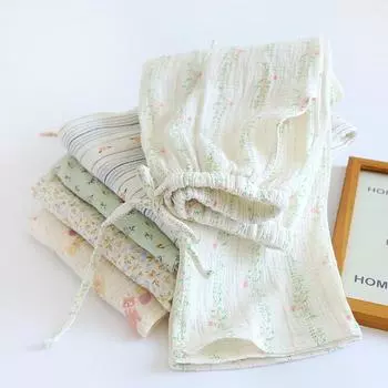 Весна Лето Женские Пижамы Хлопковые Штаны Женские Удобные Свободные Домашние Штаны Тонкие Брюки Карманы S